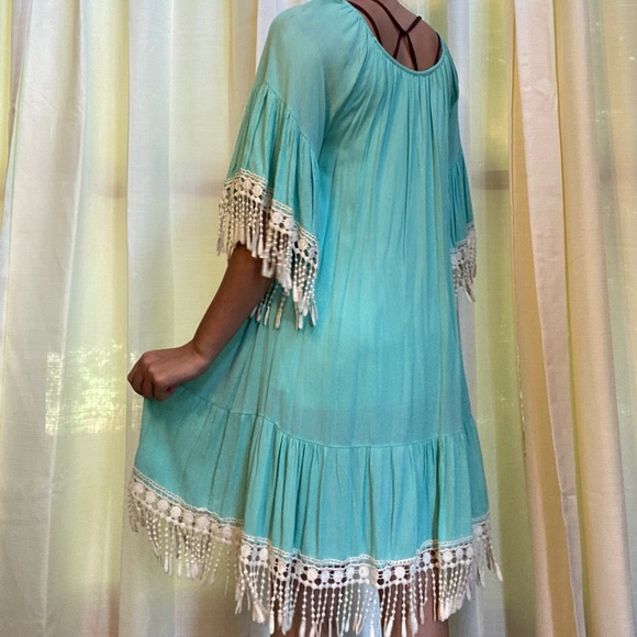 “J&M” turquoise southern style dress. Size small. - Picture 2 of 3